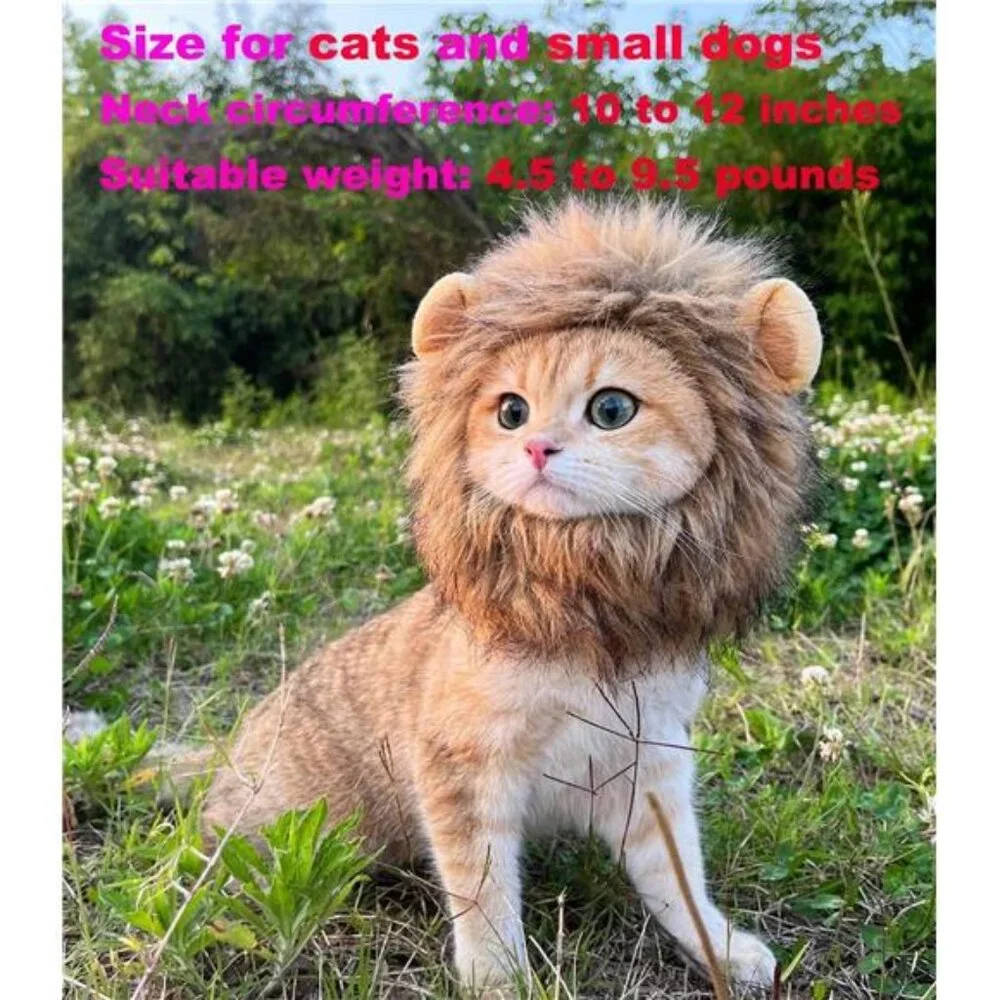 Lion Mane Wig for Cat Costume Pet Adjustable Washable Comfortable Fancy Lion